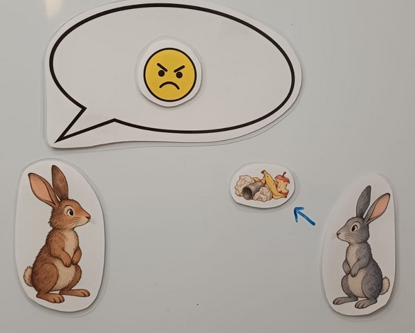 Un lapin laisse ses ordures dehors, l'autre dit qu'il n'est pas content !
