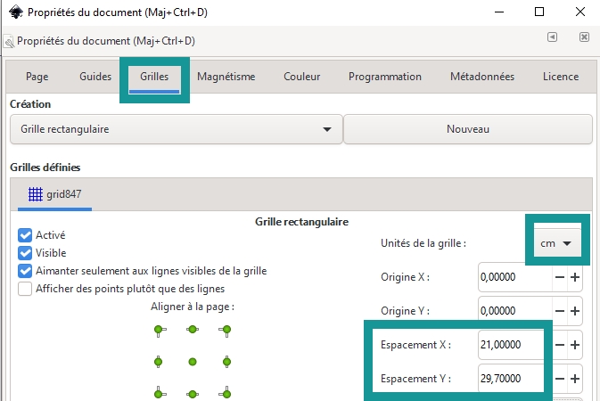 Poser une grille sous Inkscape