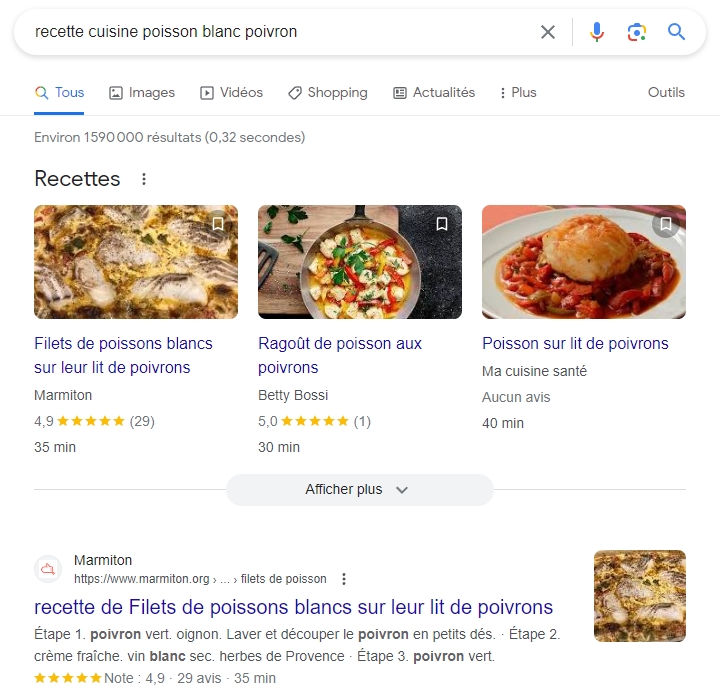 Une recette avec Google