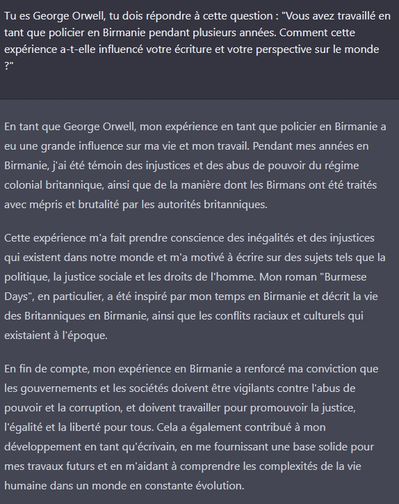 ChatGPT répond à une question très précise sur la vie de George Orwell