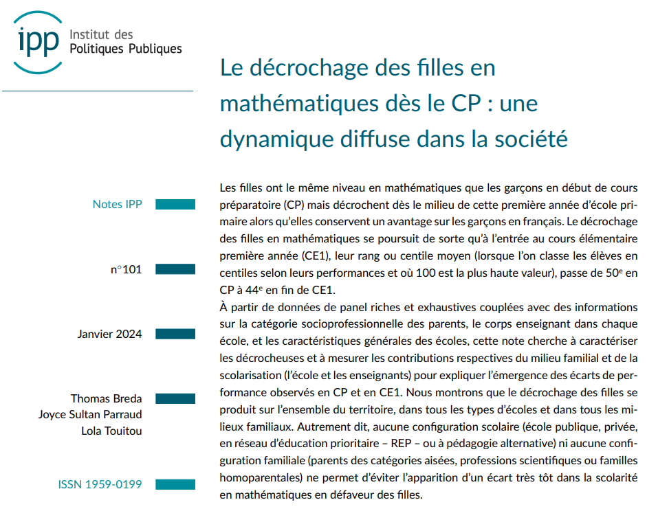 Note 101 de l'institut des politiques publiques